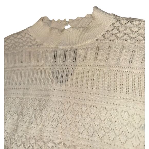 Abercrombie & Fitch Lightweight Cropped Cottage Sweater Women's Size Small Lace - Picture 2 of 8